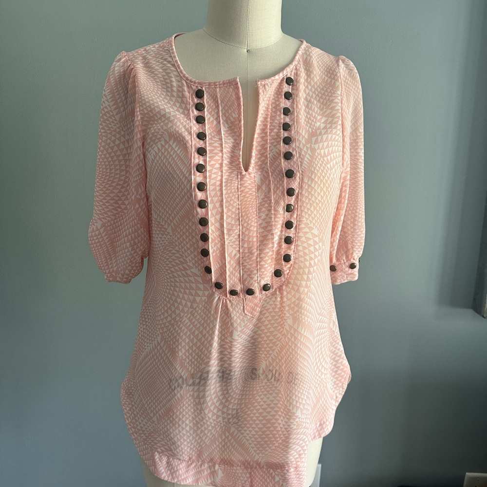 Women's Pink Blouse with Button Detail
